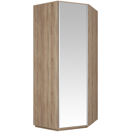 Однодверный шкаф Угловой Экспресс ( ДСП / Зеркало) 900х2200, Дуб Сонома в Стерлитамаке - изображение