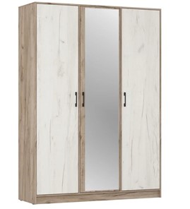 Шкаф трехдверный ШР3/1 Соната с зеркалом Дуб Крафт Серый - Дуб Крафт Белый в Уфе
