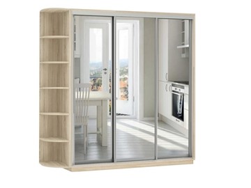 Шкаф 3-х дверный Экспресс (3 зеркала), со стеллажом 2700х600х2400, дуб сонома в Стерлитамаке
