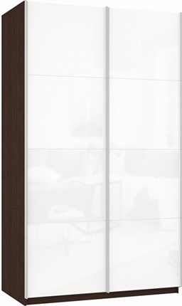 Шкаф 2-дверный Прайм (Белое стекло/Белое стекло) 1600x570x2300, венге в Стерлитамаке - изображение