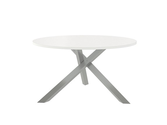 Столик круглый Триада-15Д, Металлик/Белый в Уфе - изображение