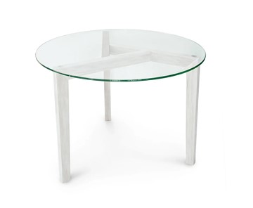 Круглый столик Оникс-7, Выбеленный дуб/Прозрачное стекло в Уфе