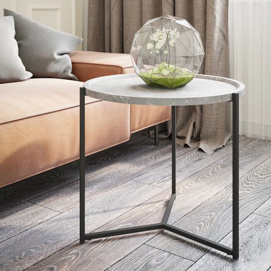 Круглый столик Бруно, серый мрамор/титан в Стерлитамаке - изображение 2