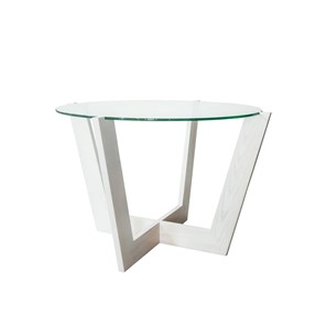 Круглый столик Оникс-10, Выбеленный дуб/Прозрачное стекло в Стерлитамаке - предосмотр