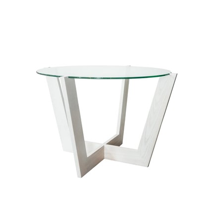 Круглый столик Оникс-10, Выбеленный дуб/Прозрачное стекло в Стерлитамаке - изображение