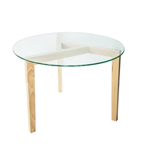 Круглый стол Оникс-7, Натуральный массив/Прозрачное стекло в Стерлитамаке - предосмотр