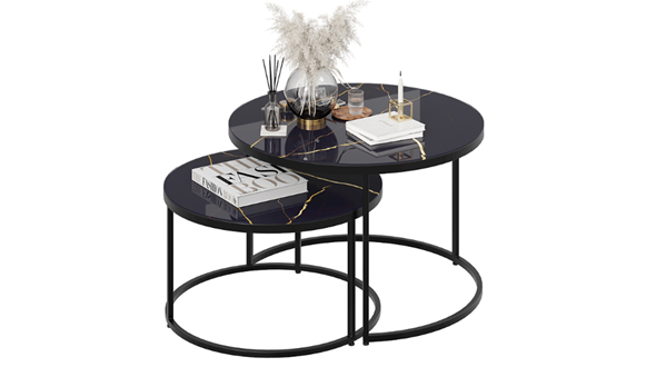 Журнальный стол Вега (Черный, Стекло Черный золото) в Уфе - изображение