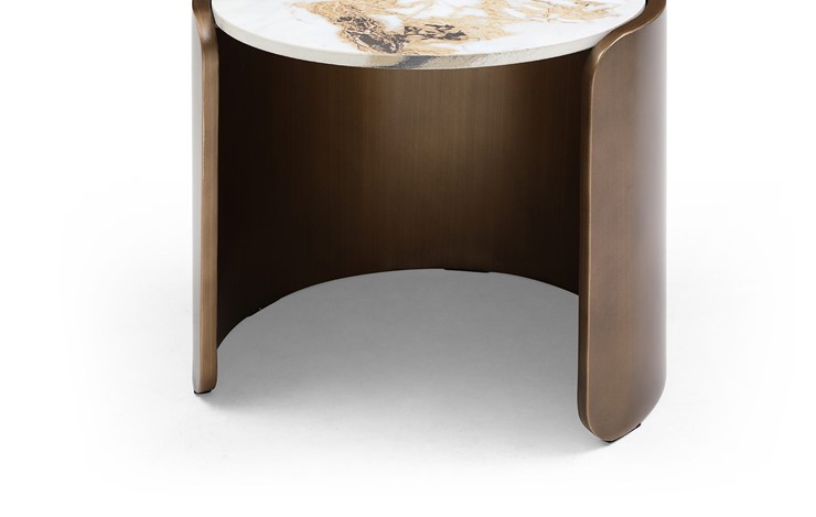 Журнальный стол ET3095CI (D40) белая керамика /бронзовый в Стерлитамаке - изображение 2