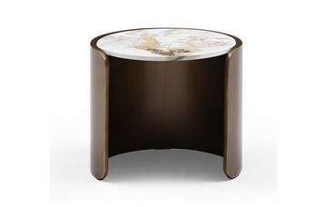 Журнальный стол ET3095CI (D40) белая керамика /бронзовый в Уфе