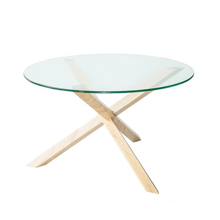 Круглый стол Оникс-3, Натуральный массив/Прозрачное стекло в Уфе - изображение