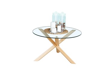 Круглый стол Оникс-3, Натуральный массив/Прозрачное стекло в Салавате - предосмотр 1