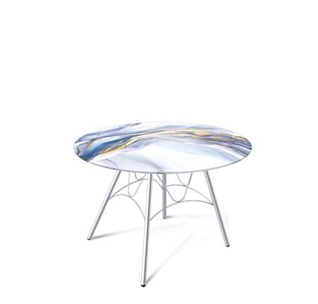 Круглый столик SHT-S100 / SHT-TT32 60 стекло/МДФ (млечный путь/хром лак) в Стерлитамаке - изображение