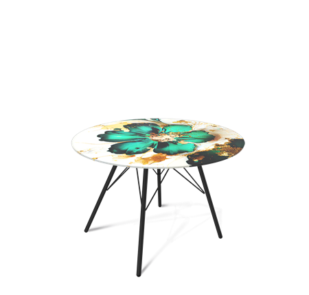 Круглый столик SHT-S37 / SHT-TT32 60 стекло/МДФ (малахитово зеленый/черный муар) в Стерлитамаке - изображение