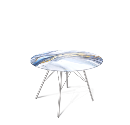 Круглый столик SHT-S37 / SHT-TT32 60 стекло/МДФ (млечный путь/хром лак) в Стерлитамаке - изображение