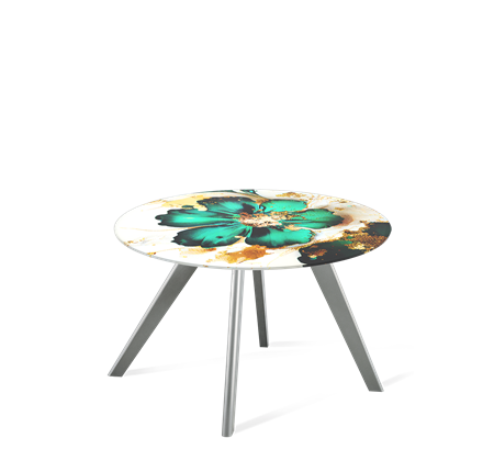 Круглый стол SHT-S39 / SHT-TT32 60 стекло/МДФ (малахитово зеленый/серый) в Стерлитамаке - изображение