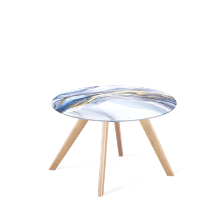 Круглый столик SHT-S39 / SHT-TT32 60 стекло/МДФ (млечный путь/прозрачный лак) в Стерлитамаке - изображение
