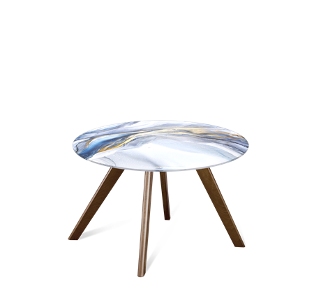 Круглый столик SHT-S39 / SHT-TT32 60 стекло/МДФ (млечный путь/темный орех) в Стерлитамаке - изображение