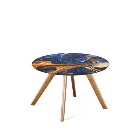 Журнальный столик SHT-S39 / SHT-TT32 60 стекло/МДФ (синий сапфир/светлый орех) в Стерлитамаке - изображение