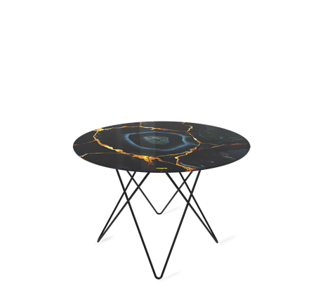 Стол круглый SHT-TU37 / SHT-TT32 60 стекло/МДФ (титановый кварц/черный муар) в Стерлитамаке - изображение