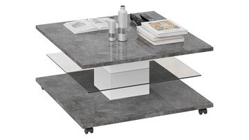 Квадратный столик Diamond тип 1 (Белый/Ателье темный глянец) в Стерлитамаке