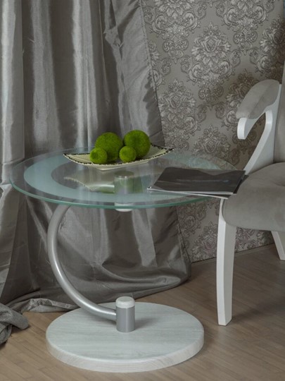 Стеклянный столик Дуэт 13Н (металлик-дуб дымчатый-прозр) в Уфе - изображение 6