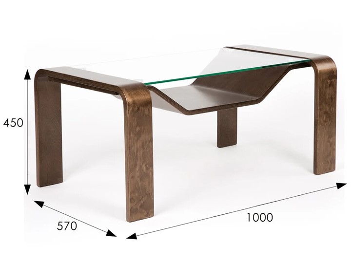 Стеклянный столик Гурон 1 (орех) в Стерлитамаке - изображение 1