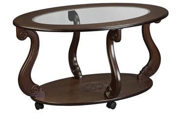 Стеклянный столик Овация-С, на колесах, темно-коричневый в Стерлитамаке - предосмотр