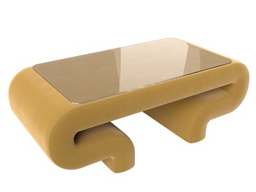 Стеклянный столик в зал Волна, желтый (микровельвет) в Стерлитамаке