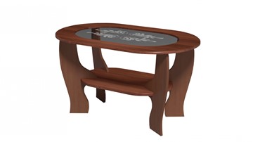 Стеклянный столик Овальный со вставкой из стекла, цвет Орех в Стерлитамаке