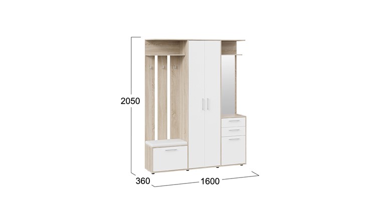 Набор мебели для прихожей Витра тип 2 (Дуб сонома/Белый ясень) в Уфе - изображение 6