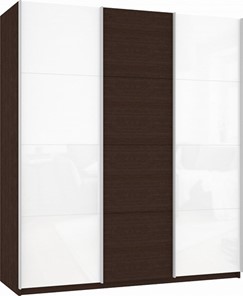 Шкаф-купе 3-х створчатый Прайм (Белое стекло/ДСП/Белое стекло) 2100x570x2300, венге в Стерлитамаке