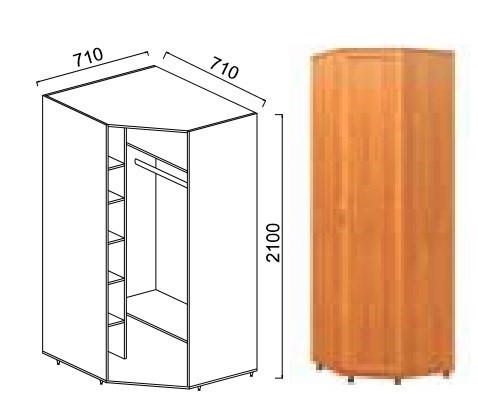 Шкаф угловой Александра-1, ПР-1, шимо светлый, МДФ с кожзамом в Стерлитамаке - изображение