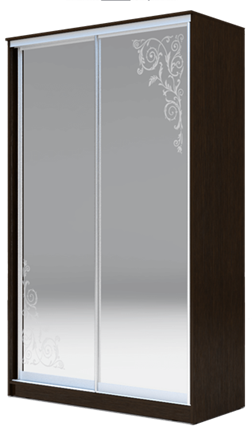 Шкаф-купе 2-х створчатый 2400х1500х420 два зеркала, "Орнамент" ХИТ 24-4-15-66-09 Венге Аруба в Стерлитамаке - изображение