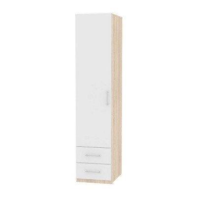 Распашной шкаф Риал (H20) 198х45х45 ручка рейлинг, Белый/ДСС в Стерлитамаке - изображение