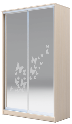 Шкаф 2-х дверный 2400х1682х420 два зеркала, "Бабочки" ХИТ 24-4-17-66-05 Ясень Дуб Млечный в Стерлитамаке - изображение