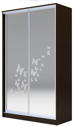 Шкаф-купе 2-х створчатый 2200х1200х420 два зеркала, "Бабочки" ХИТ 22-4-12-66-05 Венге Аруба в Стерлитамаке - изображение