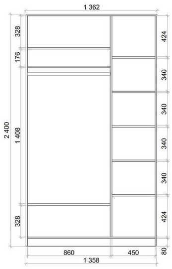Шкаф-купе 2400х1362х620 с двумя зеркалами ХИТ 24-14-55 Белая шагрень в Стерлитамаке - изображение 2