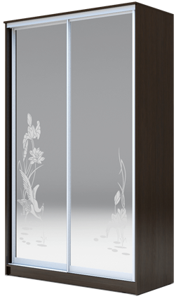 Шкаф двухстворчатый 2400х1200х620 два зеркала, "Цапли" ХИТ 24-12-66-01 Венге Аруба в Стерлитамаке - изображение
