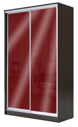 Шкаф двухстворчатый 2200х1200х620 с цветным стеклом ХИТ 22-12/2-22 Бургунд 312, Венге в Стерлитамаке - изображение