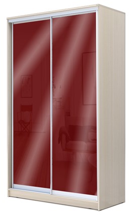 Шкаф 2200х1500х420 с цветным стеклом ХИТ 22-4-15-22 Бургунд 312, Дуб млечный в Стерлитамаке - изображение