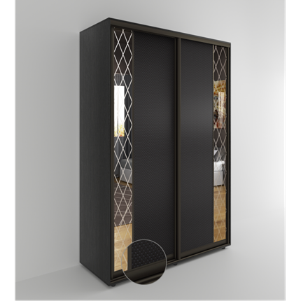 Шкаф двухстворчатый Акцент-Вера 2-КР (Эко кожа Версаль, ромбы) 2303х1200х600, Венге в Стерлитамаке - изображение