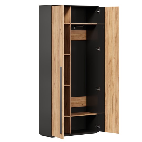 Шкаф для прихожей 2-дверный Неаполь ЛД.134050.000 (Черный/Дуб Золотой) в Стерлитамаке - изображение 1