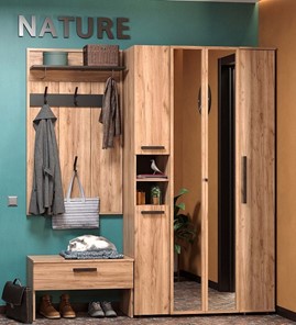 Шкаф для белья Nature 87, фасад зеркало, Дуб табачный Craft-Черный в Стерлитамаке - предосмотр 5