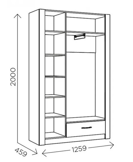 Шкаф гардеробный Ева 5 М2 дуб ирландский/белый матовый в Салавате - изображение 2