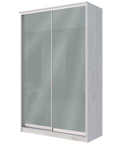 Шкаф двухстворчатый Хит-22-12-22 с цветным стеклом, средне-серый 074, Дуб крафт белый в Уфе