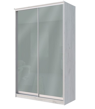 Шкаф Хит-22-12/2-22 с цветным стеклом, средне-серый 074, Дуб Крафт белый в Стерлитамаке - изображение