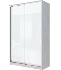 Шкаф 2-х створчатый Хит-22-17-22 с цветным стеклом, белое №10, Дуб крафт белый в Стерлитамаке