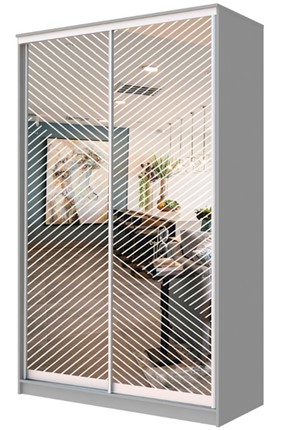 Шкаф-купе 2-х створчатый ХИТ 23-14-66 Диагональные полосы №21-24, Серый в Стерлитамаке - изображение