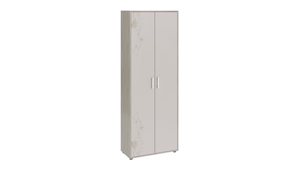 Распашной шкаф комбинированный Витра тип 1 (Ясень шимо/Сатин матовый с рисунком) в Стерлитамаке - изображение