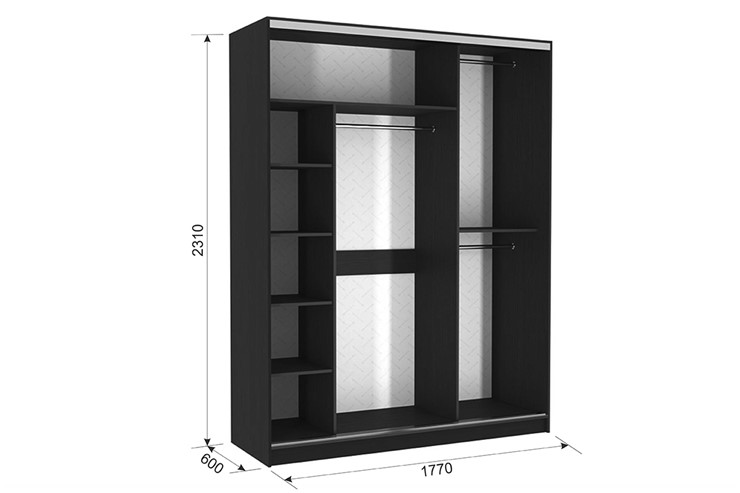 Шкаф 3-х створчатый Бассо 2-600, венге/белый в Салавате - изображение 2